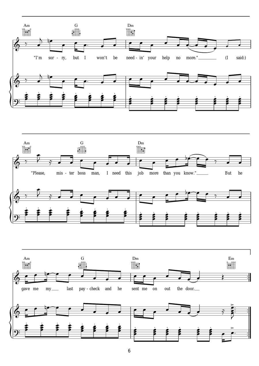I Need A Dollar I Need A Dollar Piano, Vocal scores gallery preview page 6