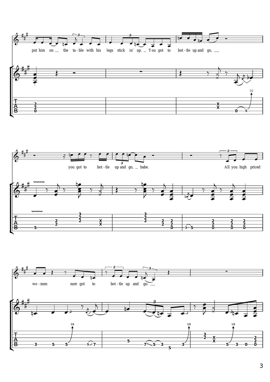 Bottle Up And Go Bottle Up And Go Electric Guitar scores gallery preview page 3