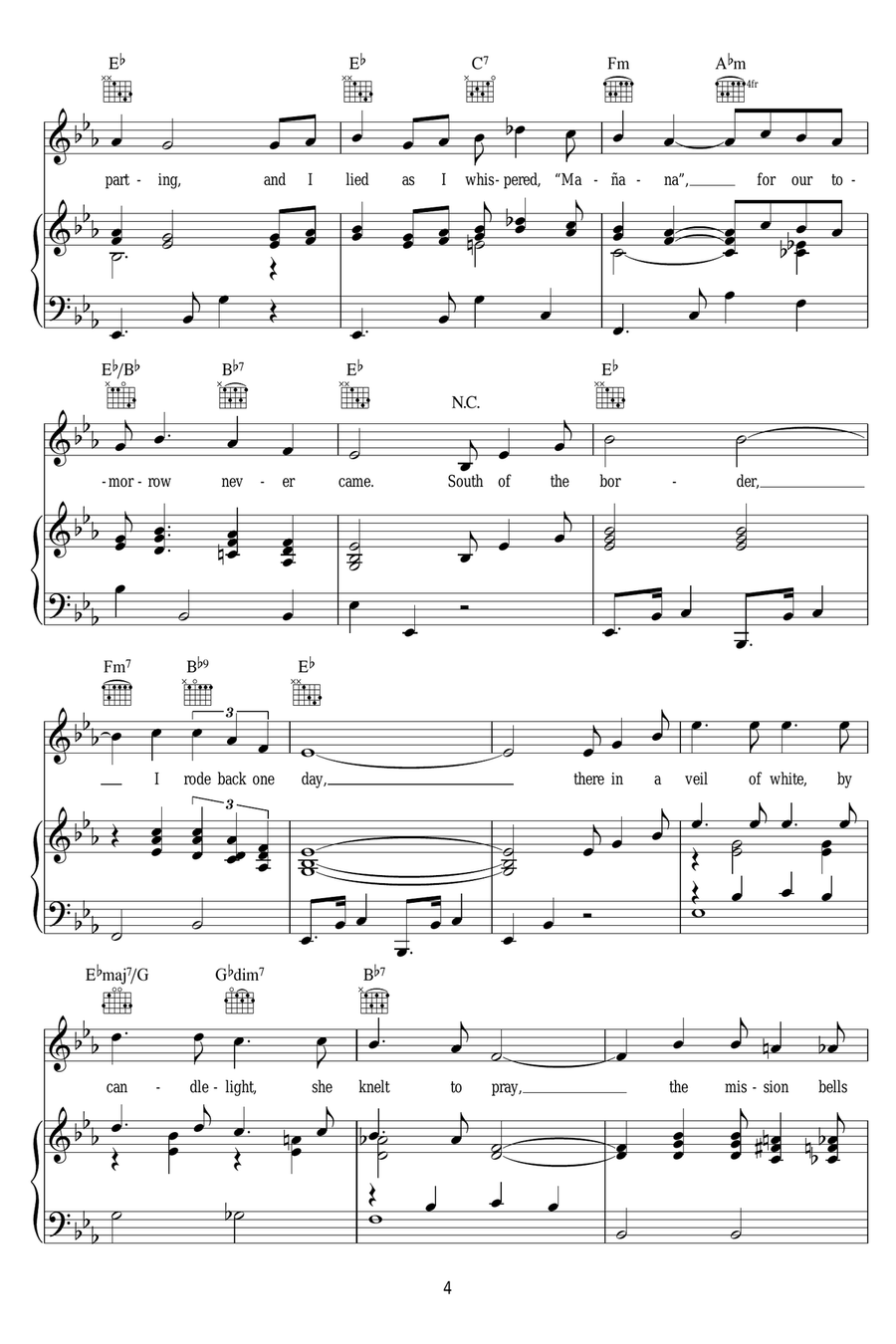 South Of The Border South Of The Border Piano, Vocal scores gallery preview page 4