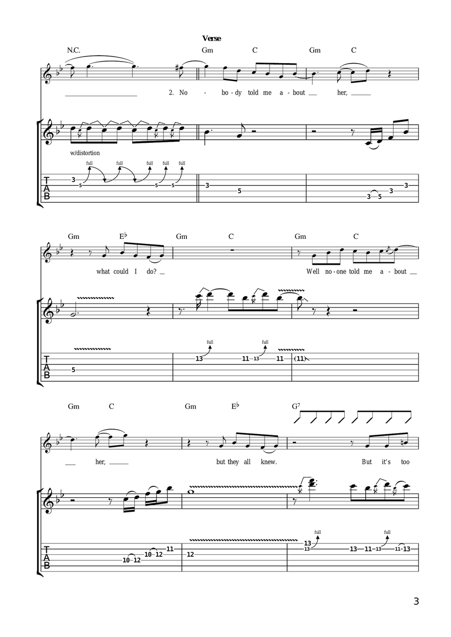 She's Not There Guitar Tablature scores gallery preview page 3