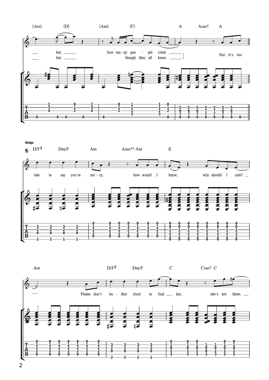 She's Not There She's Not There Guitar Tablature scores gallery preview page 2