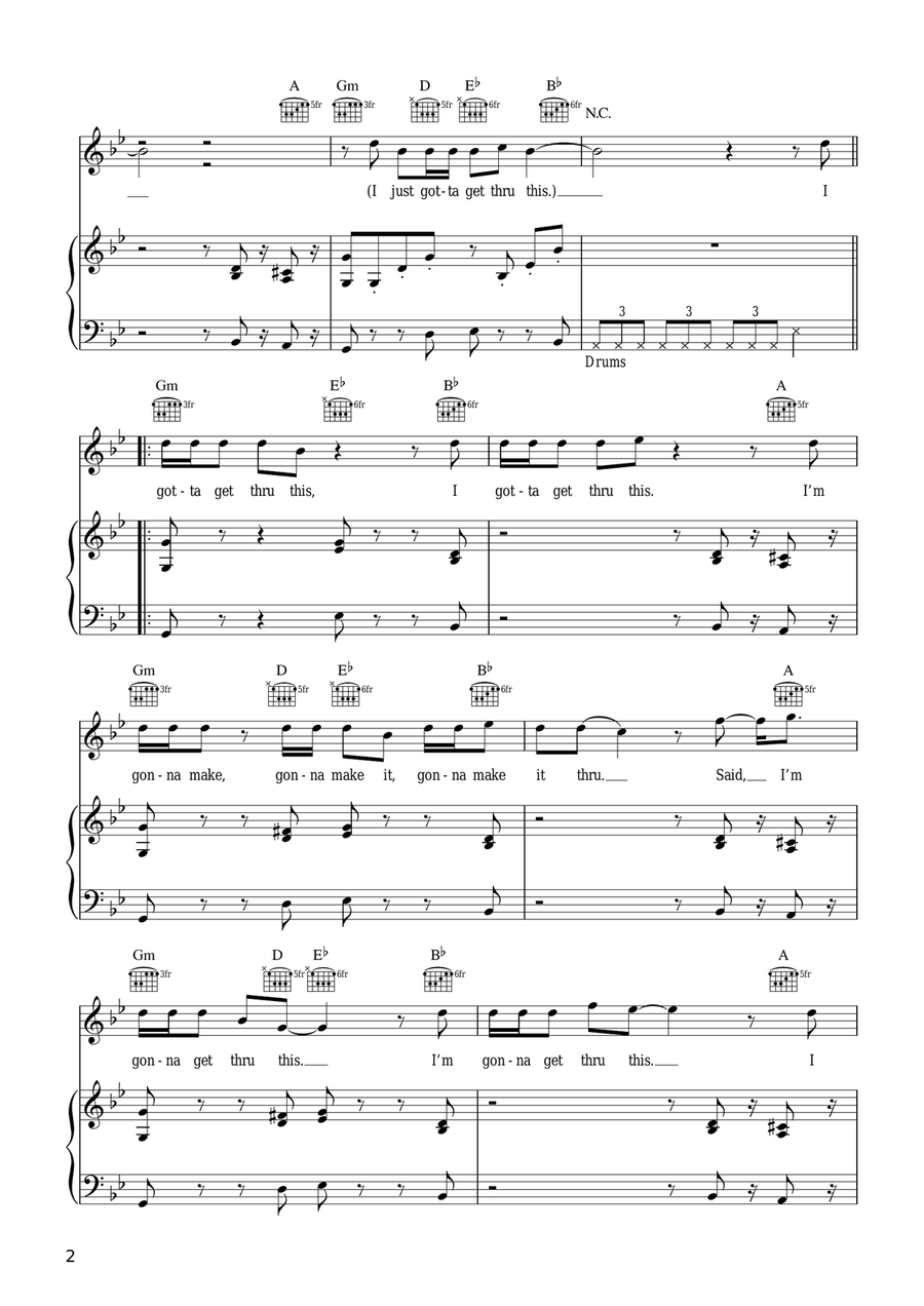 Gotta Get Thru This Gotta Get Thru This Piano, Vocal scores gallery preview page 2