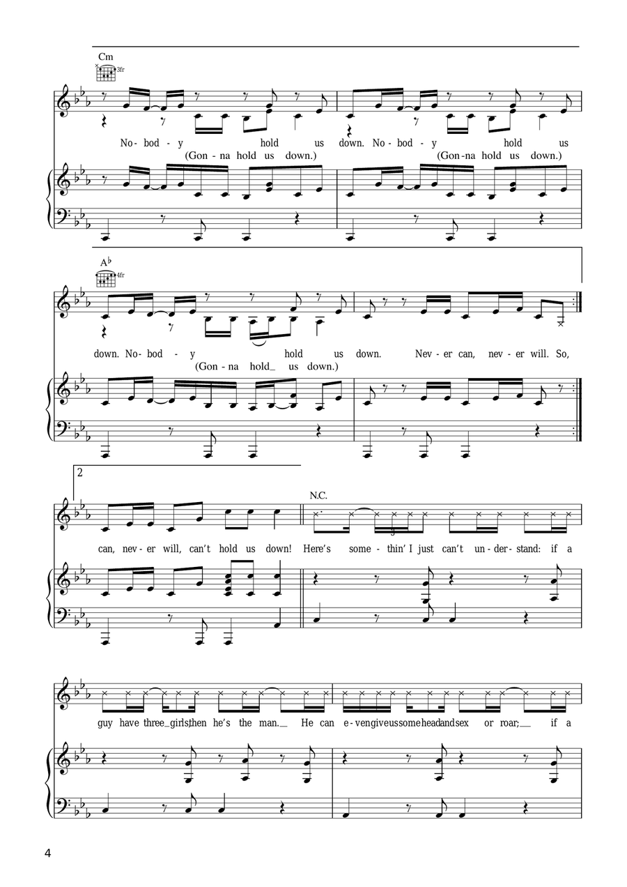 Can't Hold Us Down Can't Hold Us Down Piano, Vocal scores gallery preview page 4
