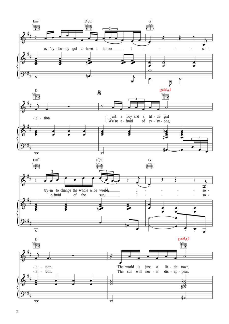 Isolation Isolation Piano, Vocal scores gallery preview page 2