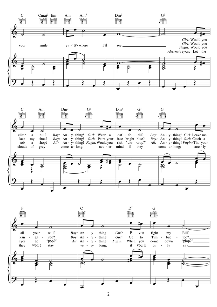I'd Do Anything (from Oliver!) Piano, Vocal scores gallery preview page 2