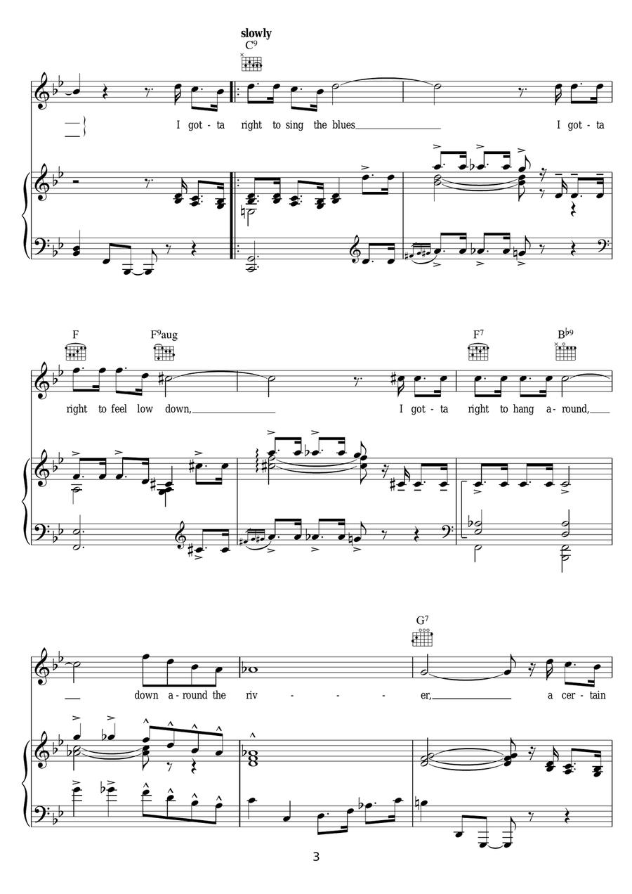 I Gotta Right To Sing The Blues Piano, Vocal scores gallery preview page 3