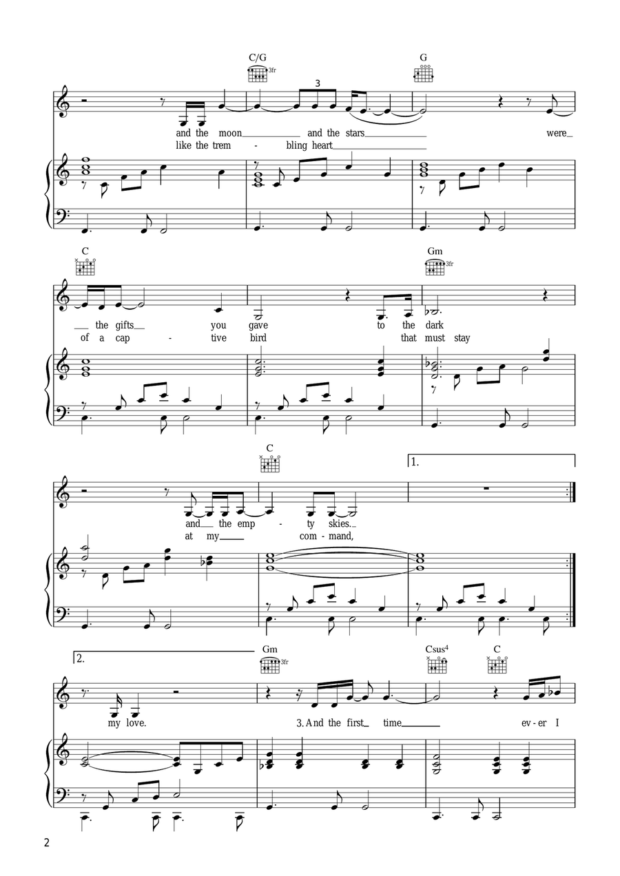 The First Time Ever I Saw Your Face Piano, Vocal scores gallery preview page 2