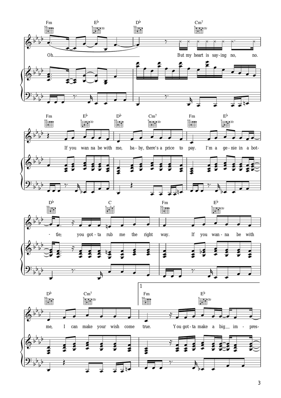 Genie In A Bottle Piano, Vocal scores gallery preview page 3