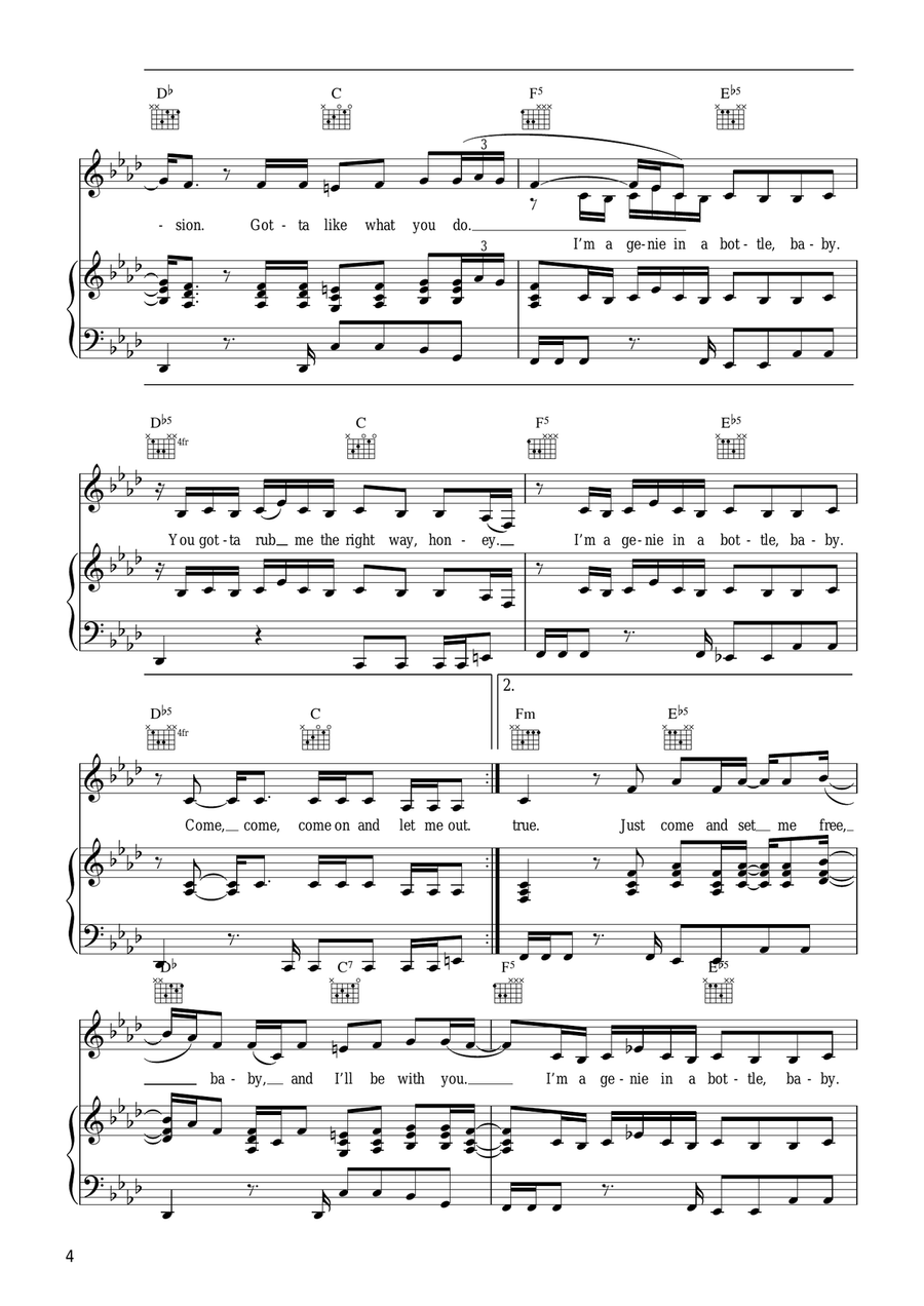 Genie In A Bottle Piano, Vocal scores gallery preview page 4
