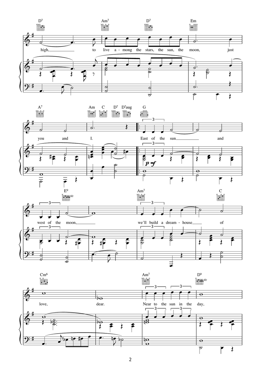East Of The Sun (And West Of The Moon) Piano, Vocal scores gallery preview page 2
