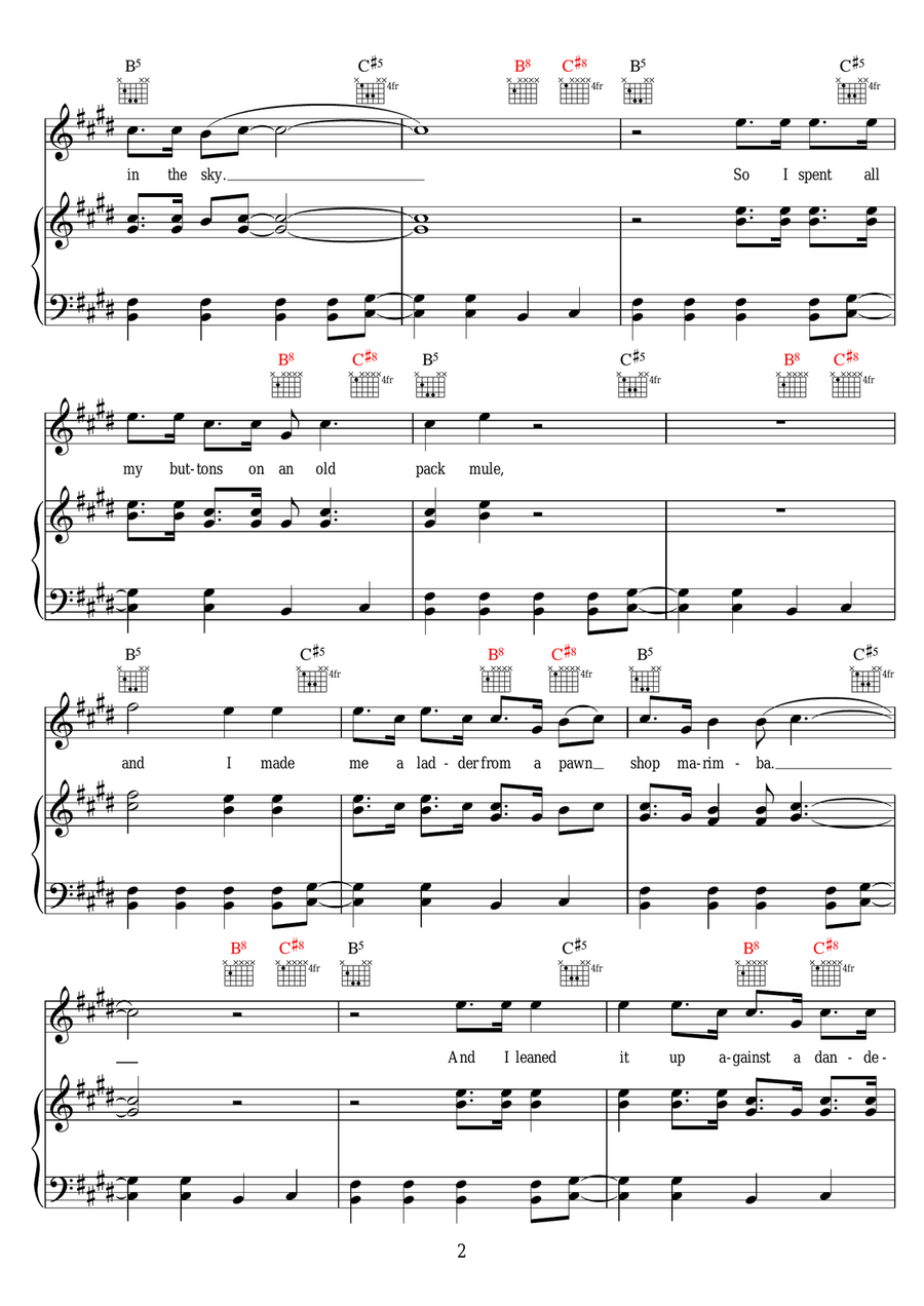 16 Shells From A Thirty-Ought Six Piano, Vocal scores gallery preview page 2