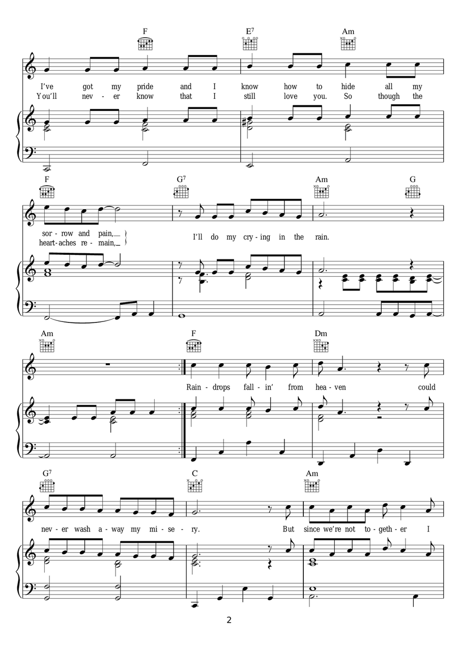Crying In The Rain Crying In The Rain Piano, Vocal scores gallery preview page 2