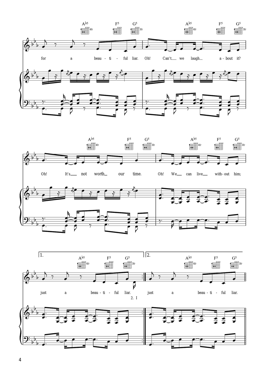 Beautiful Liar Beautiful Liar Piano, Vocal scores gallery preview page 4