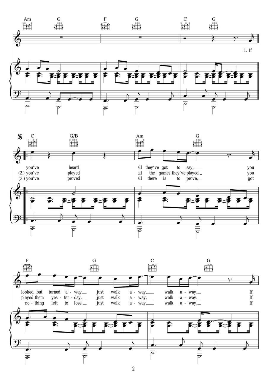 Walkaway Walkaway Piano, Vocal scores gallery preview page 2