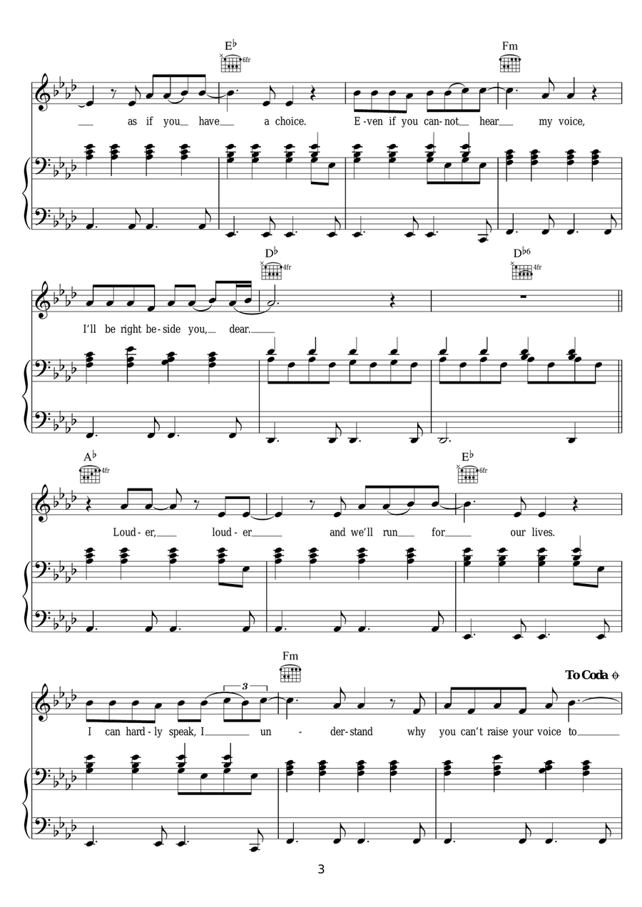 Run Run Piano, Vocal scores gallery preview page 3
