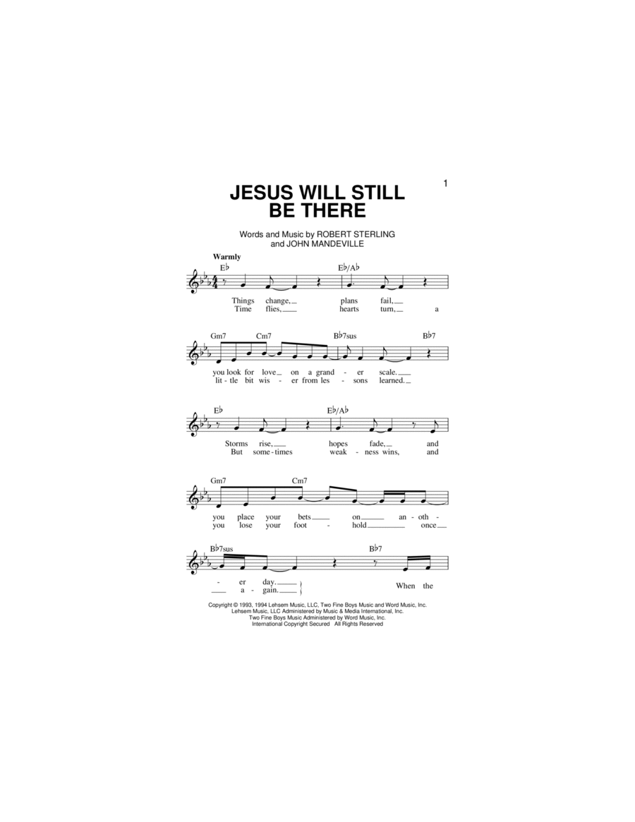 Jesus Will Still Be There Piano scores gallery preview page 1