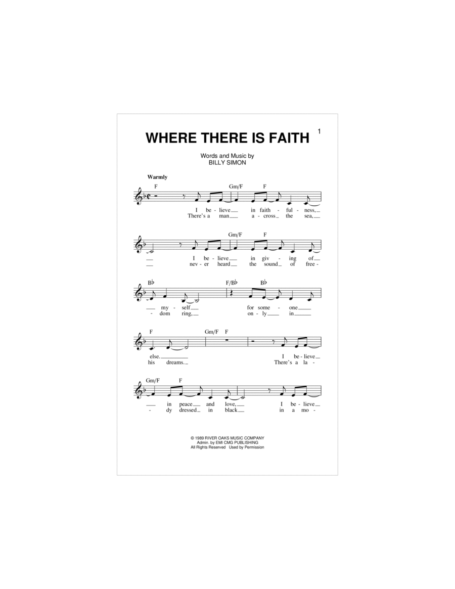 Where There Is Faith Piano scores gallery preview page 1