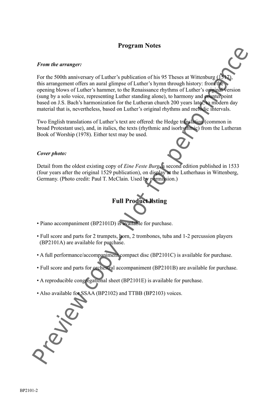 A Mighty Fortress Is Our God - SATB 4-Part scores gallery preview page 3