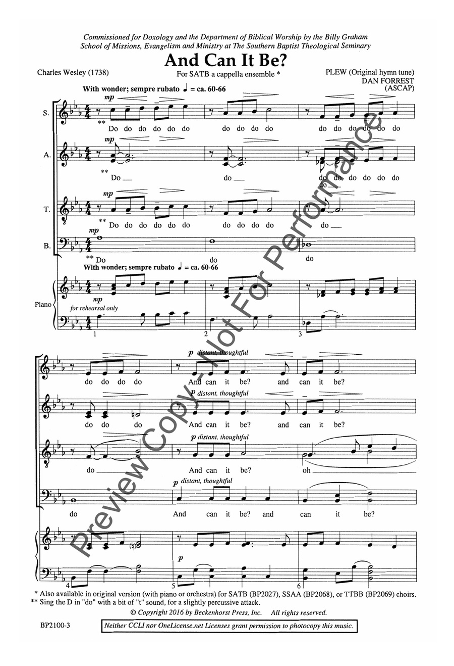 And Can It Be? - a cappella 4-Part scores gallery preview page 3