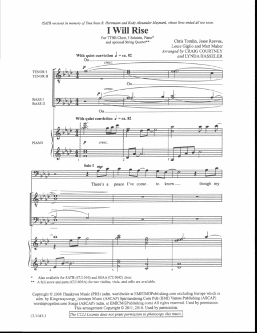 I Will Rise - TTBB I Will Rise - TTBB TTBB scores gallery preview page 2