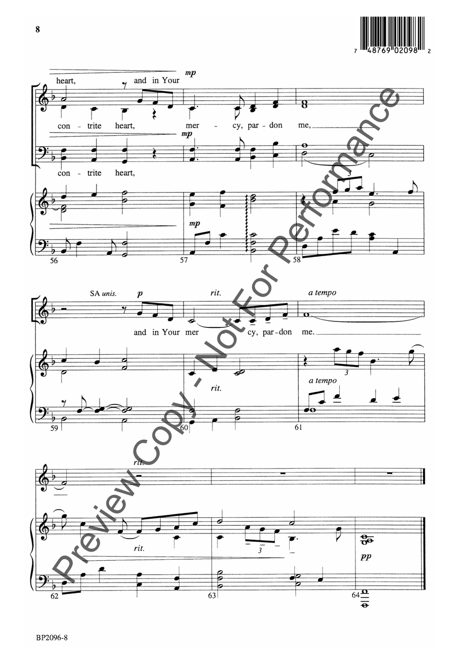 Prayer for Mercy Prayer for Mercy 4-Part scores gallery preview page 8
