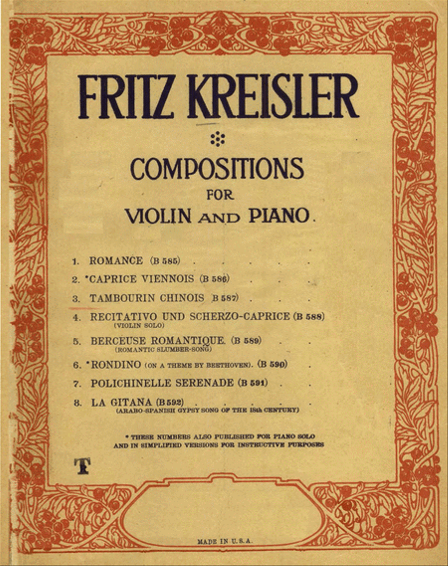Tambourin Chinois, Op. 3 Violin Solo scores gallery preview page 1