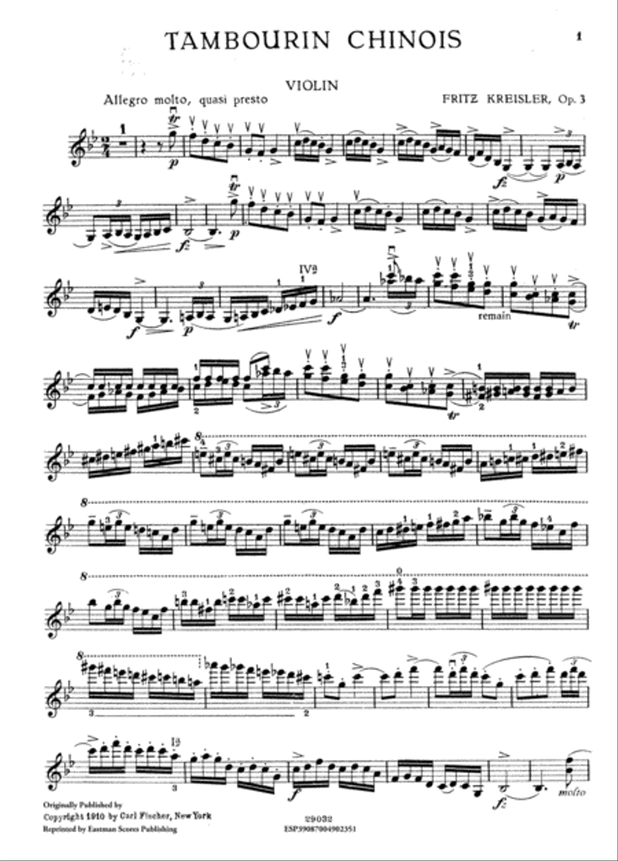 Tambourin Chinois, Op. 3 Violin Solo scores gallery preview page 2