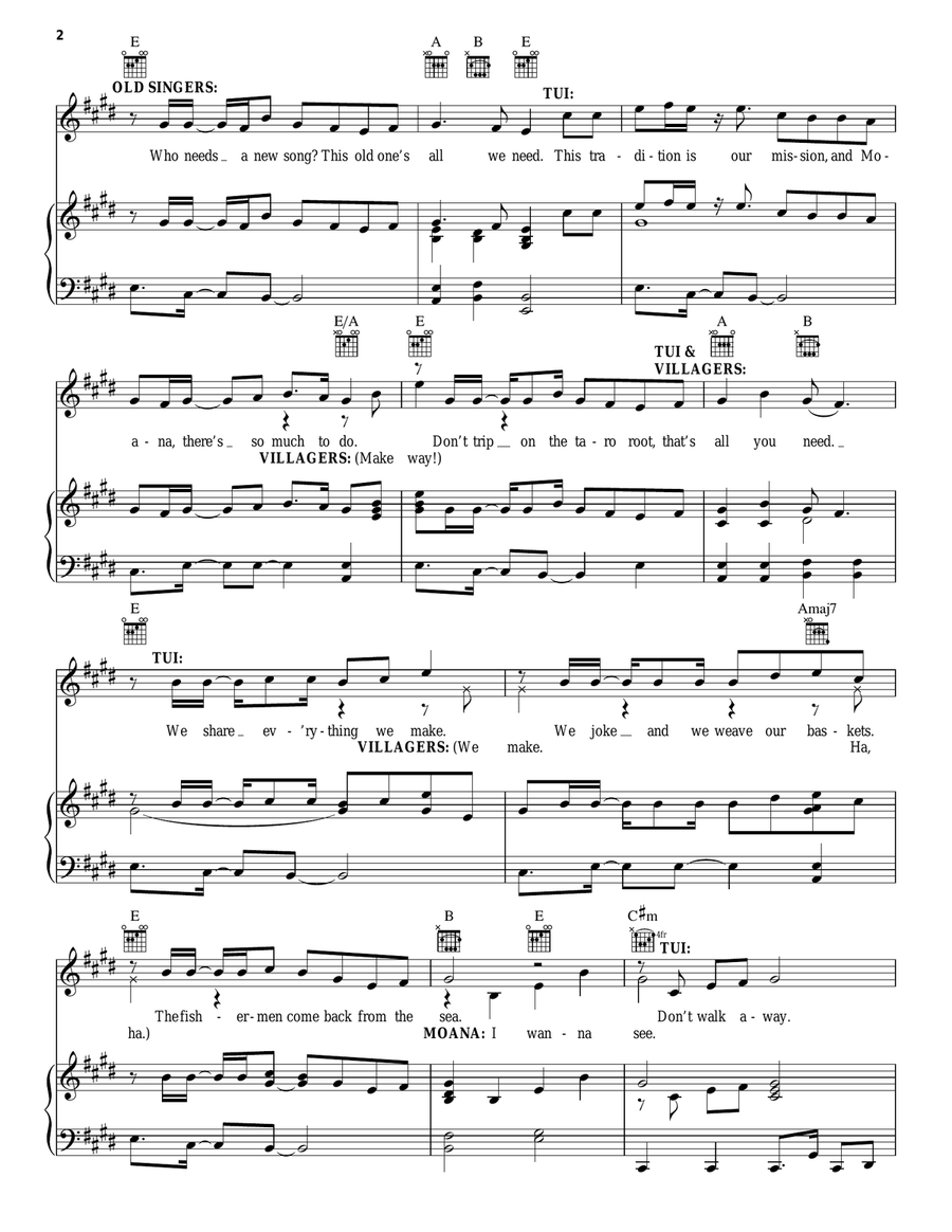 Where You Are (from Moana) Piano, Vocal, Guitar scores gallery preview page 2