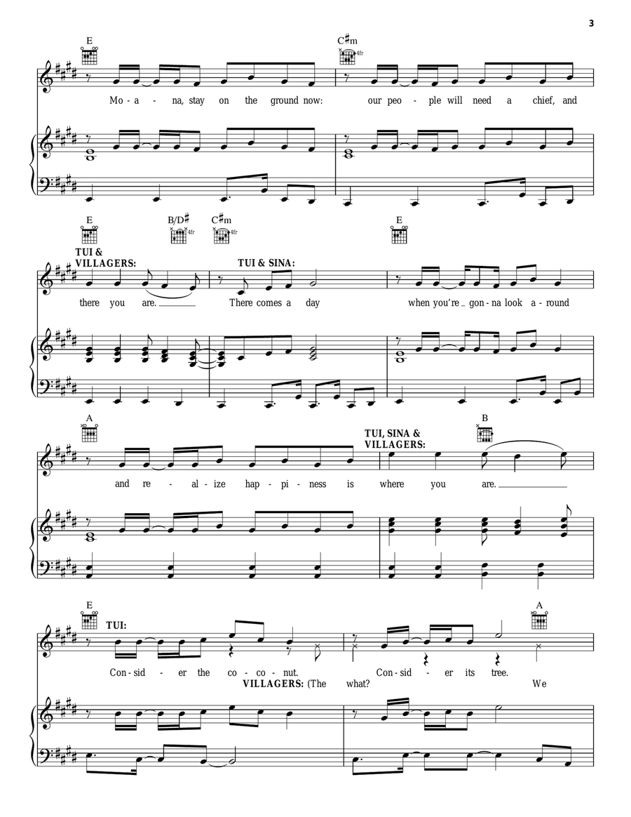 Where You Are (from Moana) Piano, Vocal, Guitar scores gallery preview page 3