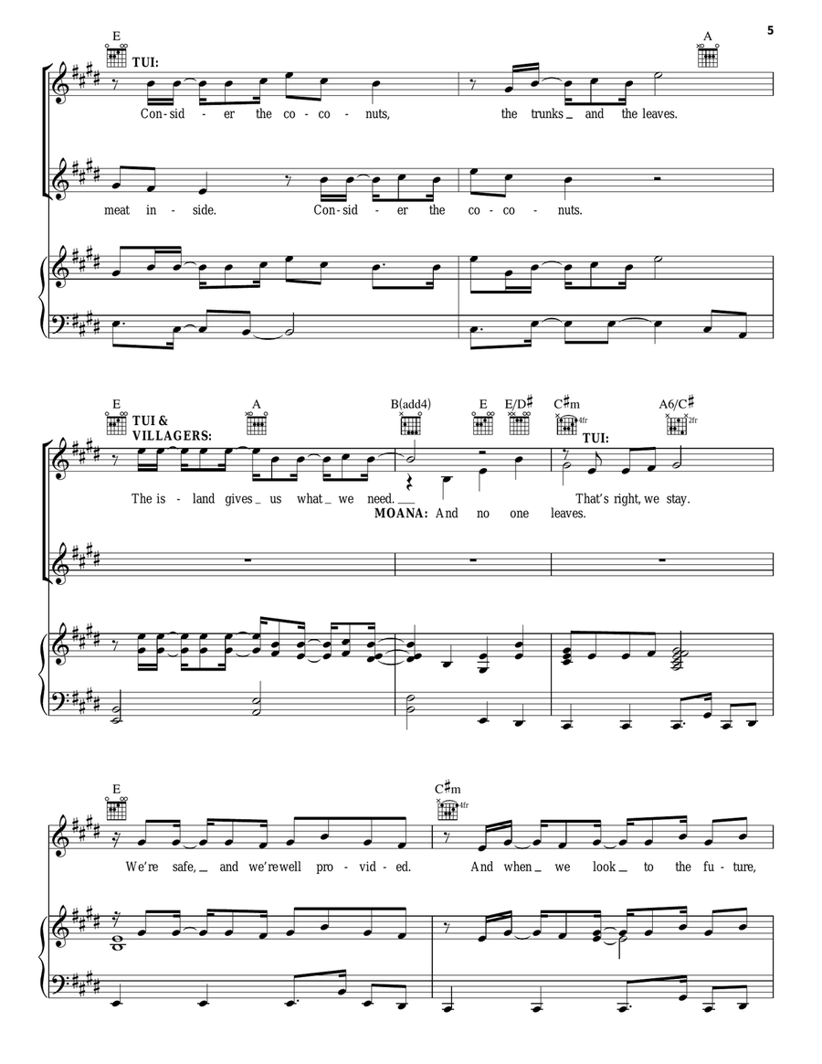 Where You Are (from Moana) Piano, Vocal, Guitar scores gallery preview page 5