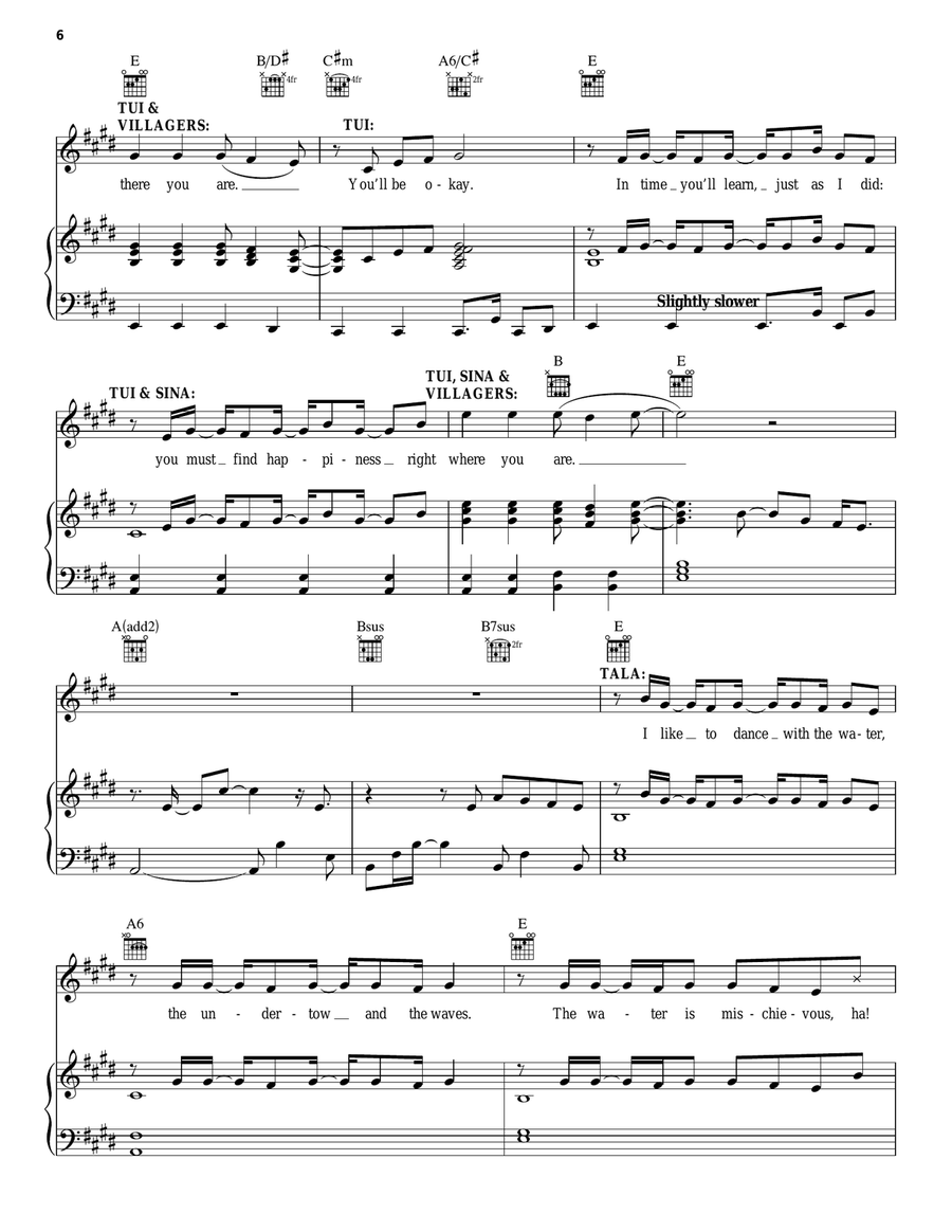 Where You Are (from Moana) Piano, Vocal, Guitar scores gallery preview page 6