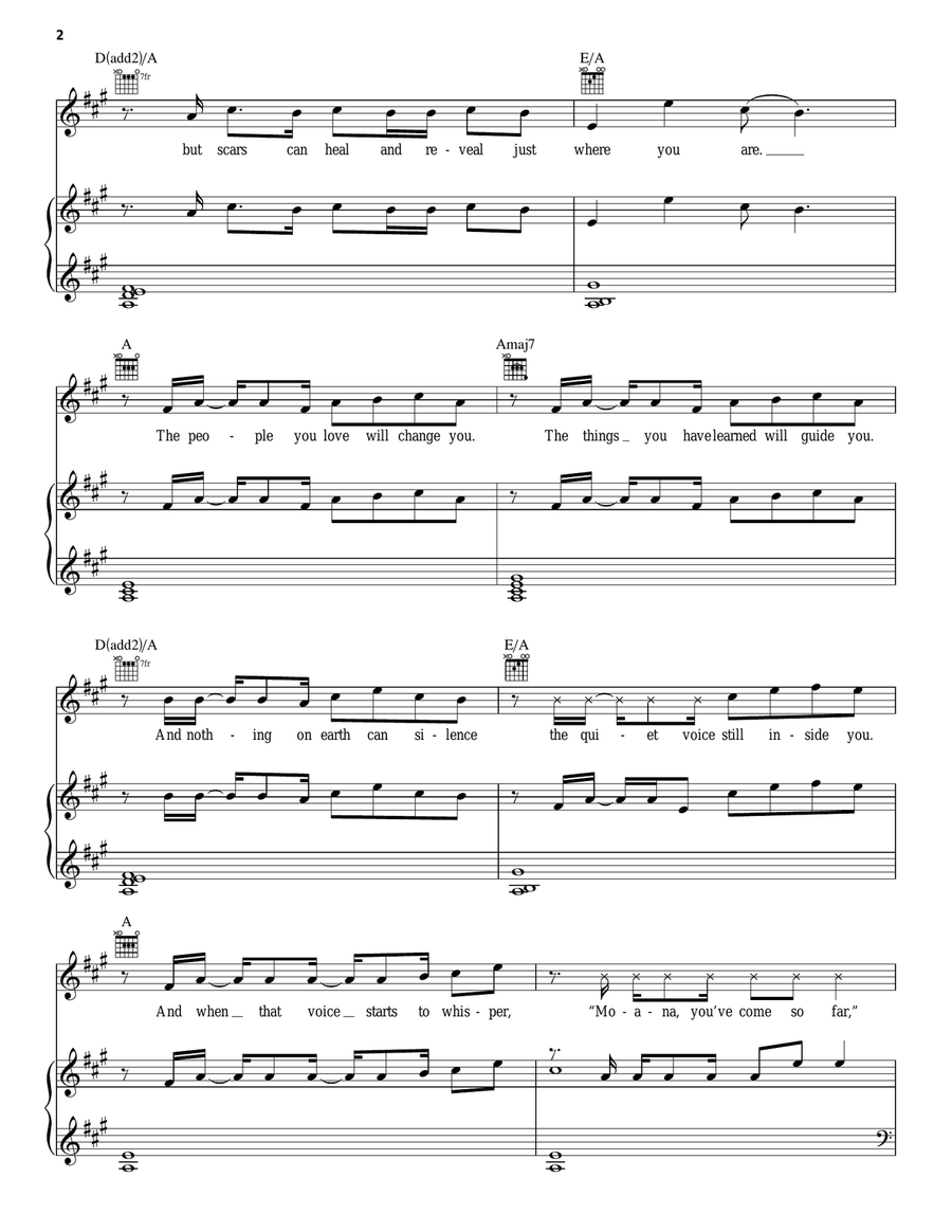 I Am Moana (Song Of The Ancestors) (from Moana) Piano, Vocal, Guitar scores gallery preview page 2