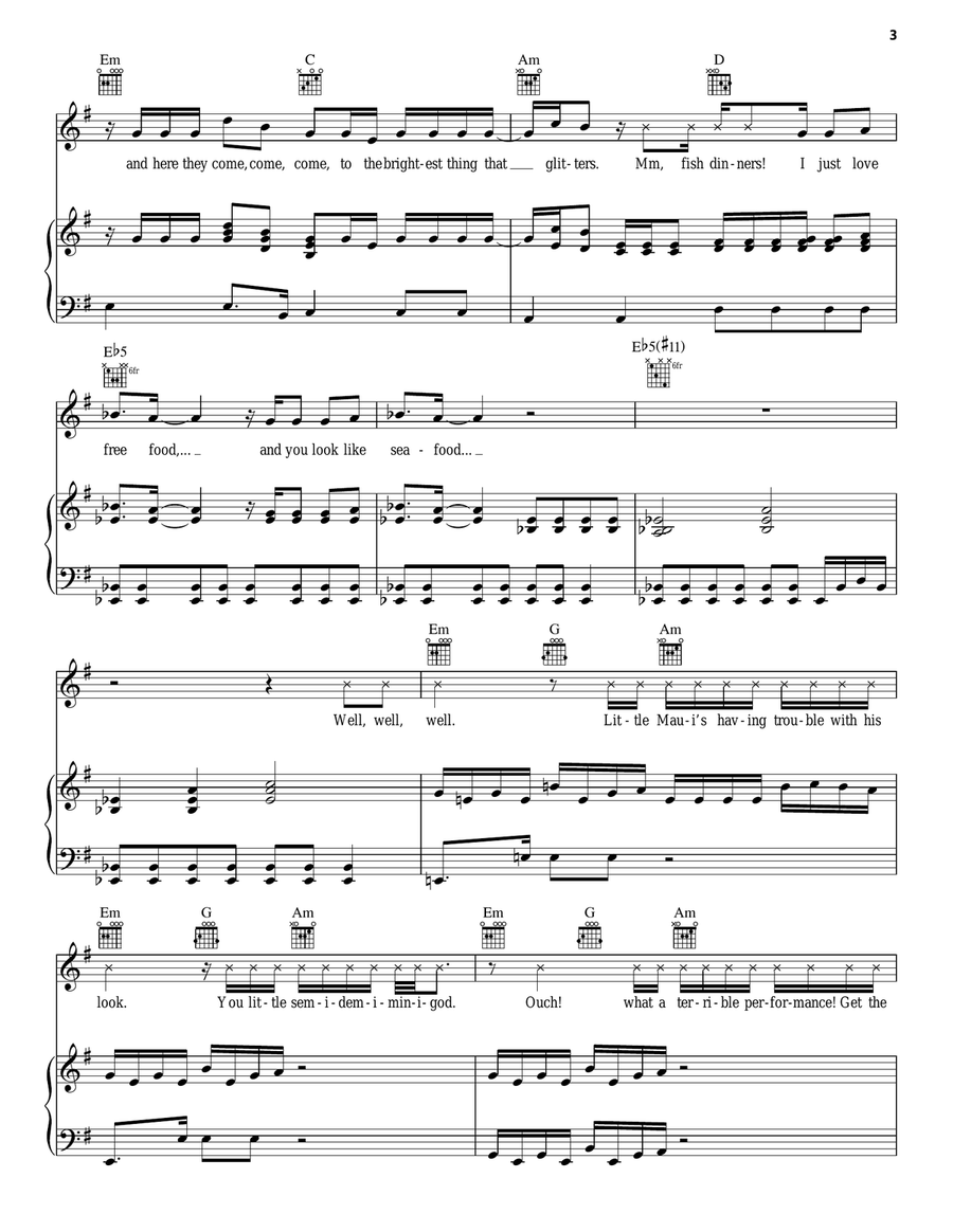 Shiny (from Moana) Shiny (from Moana) Piano, Vocal, Guitar scores gallery preview page 3