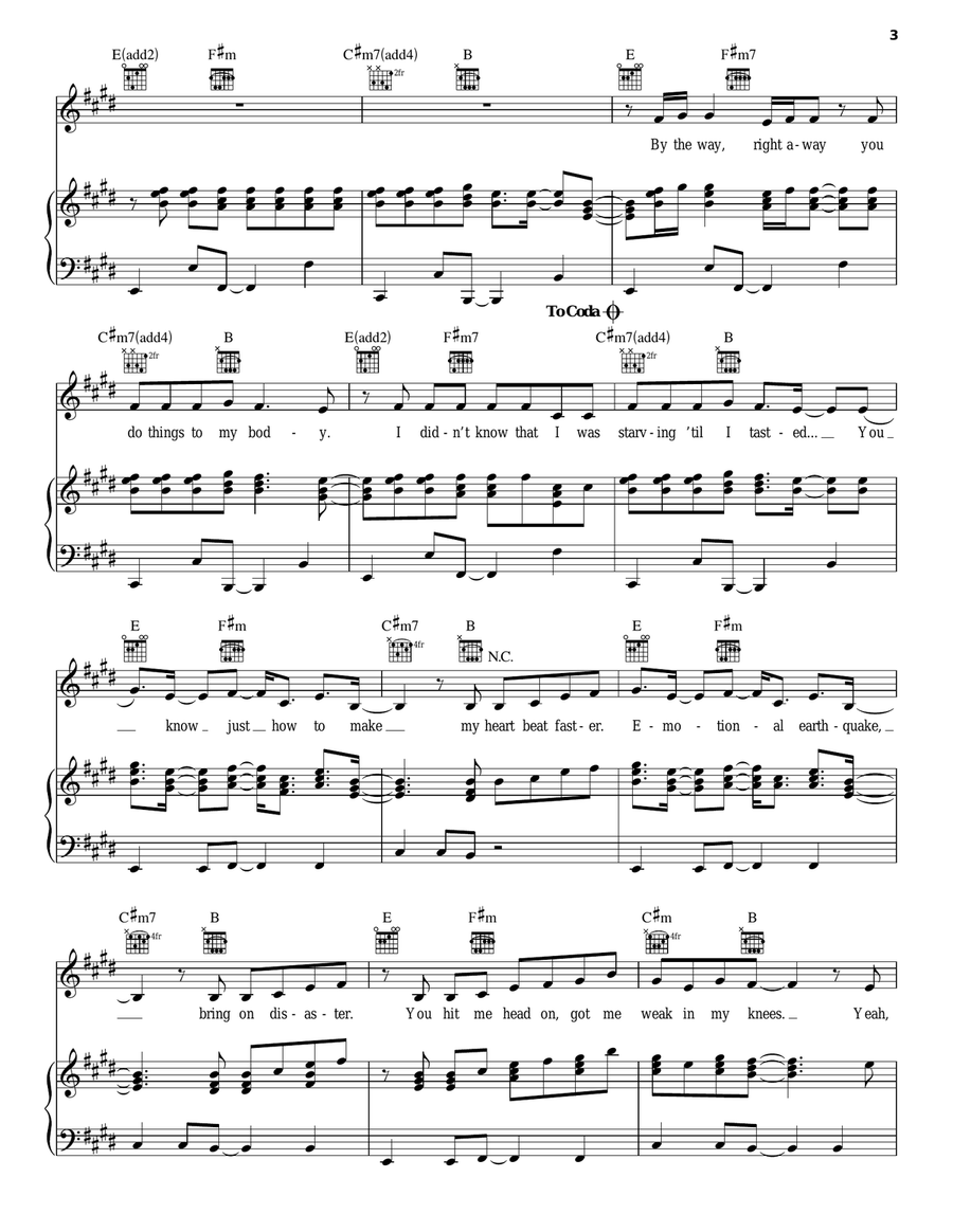 Starving (Until I Tasted You) Piano, Vocal, Guitar scores gallery preview page 3