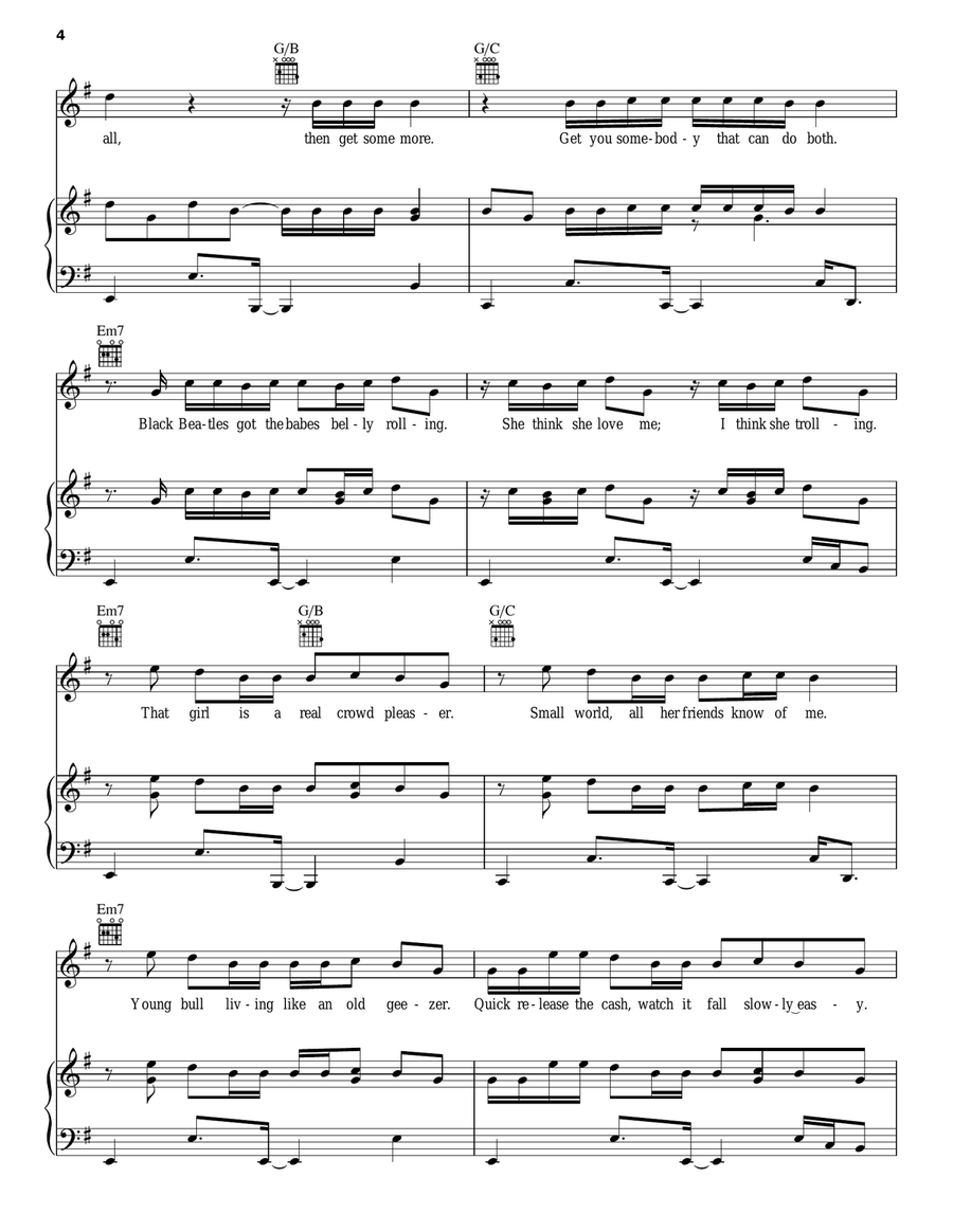 Black Beatles Black Beatles Piano, Vocal, Guitar scores gallery preview page 4