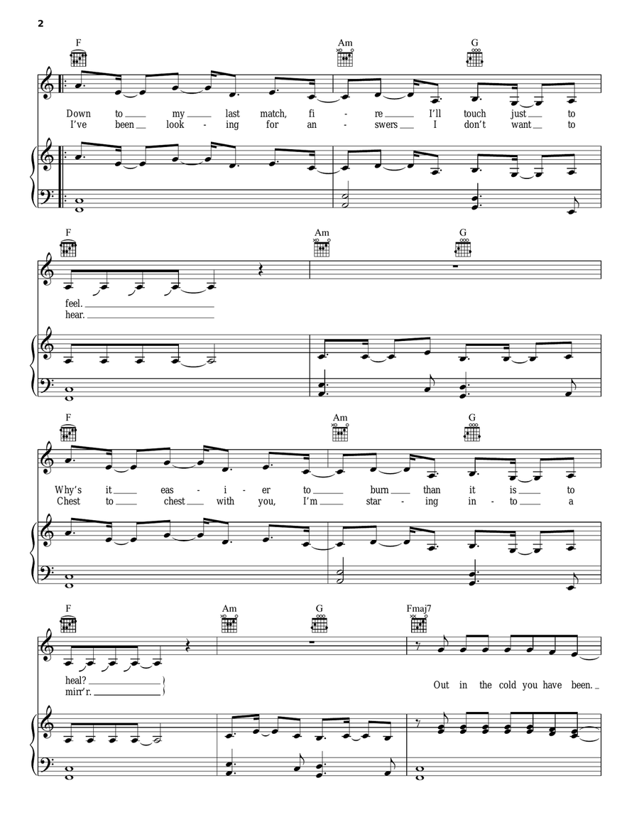 Setting Fires Setting Fires Piano, Vocal, Guitar scores gallery preview page 2