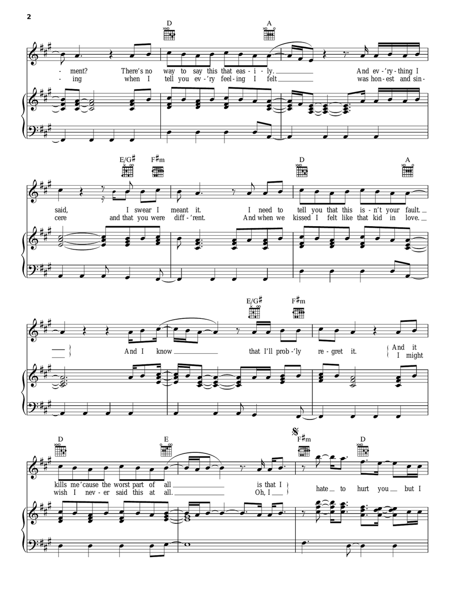 Honest Honest Piano, Vocal, Guitar scores gallery preview page 2