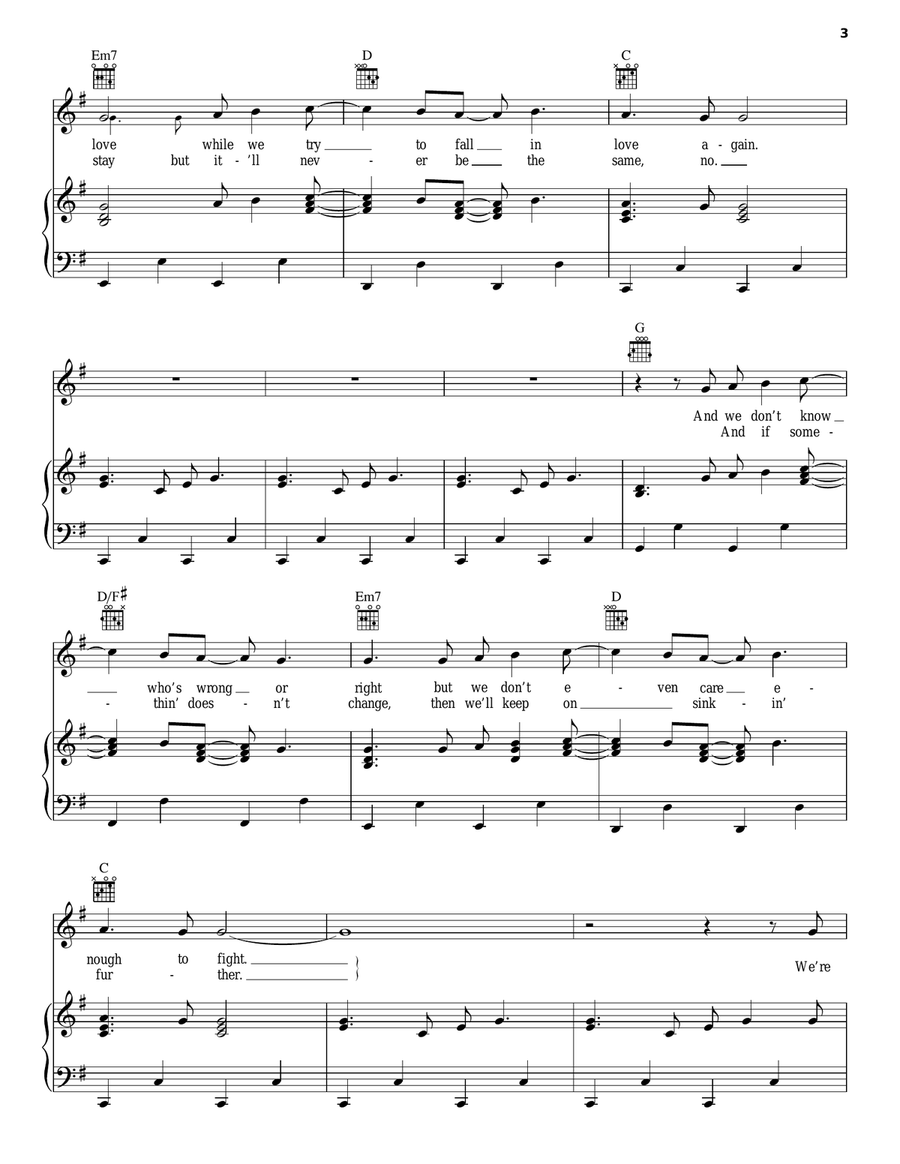 Three Empty Words Three Empty Words Piano, Vocal, Guitar scores gallery preview page 3