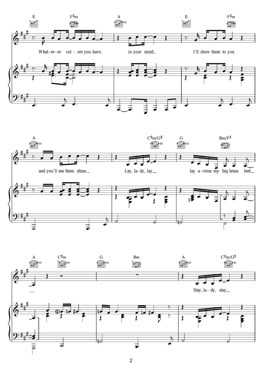 Lay Lady Lay Lay Lady Lay Piano, Vocal scores gallery preview page 2
