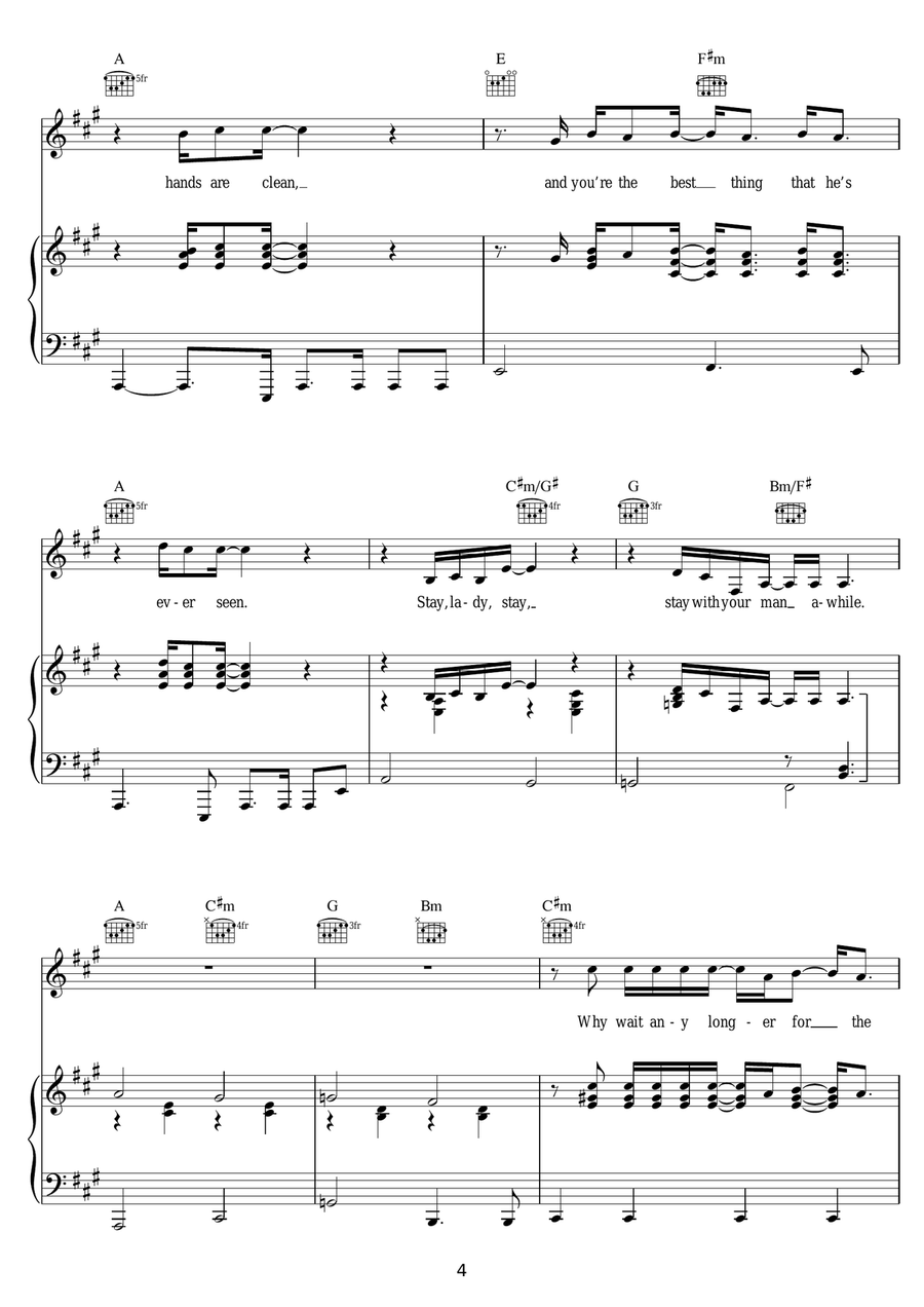 Lay Lady Lay Lay Lady Lay Piano, Vocal scores gallery preview page 4