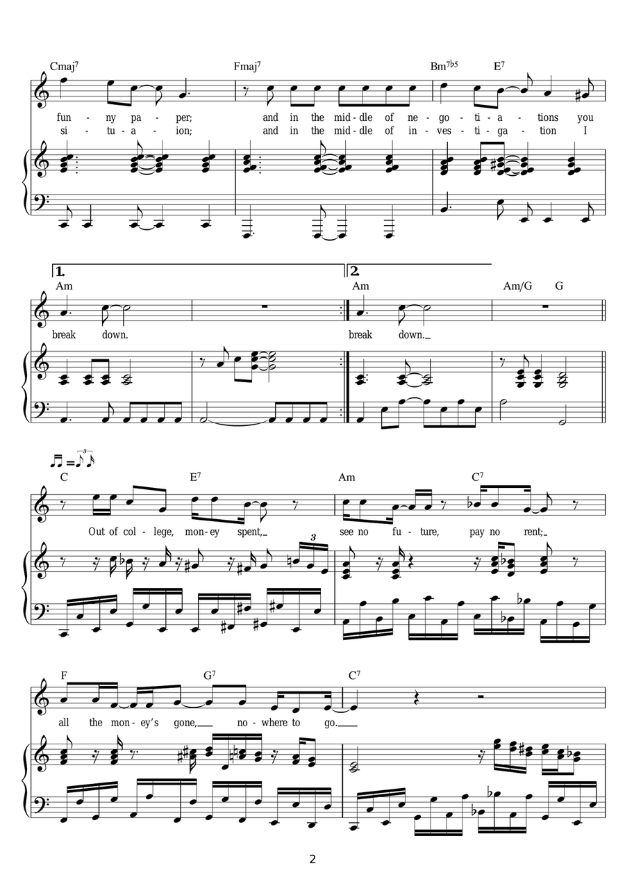 You Never Give Me Your Money Piano, Vocal scores gallery preview page 2