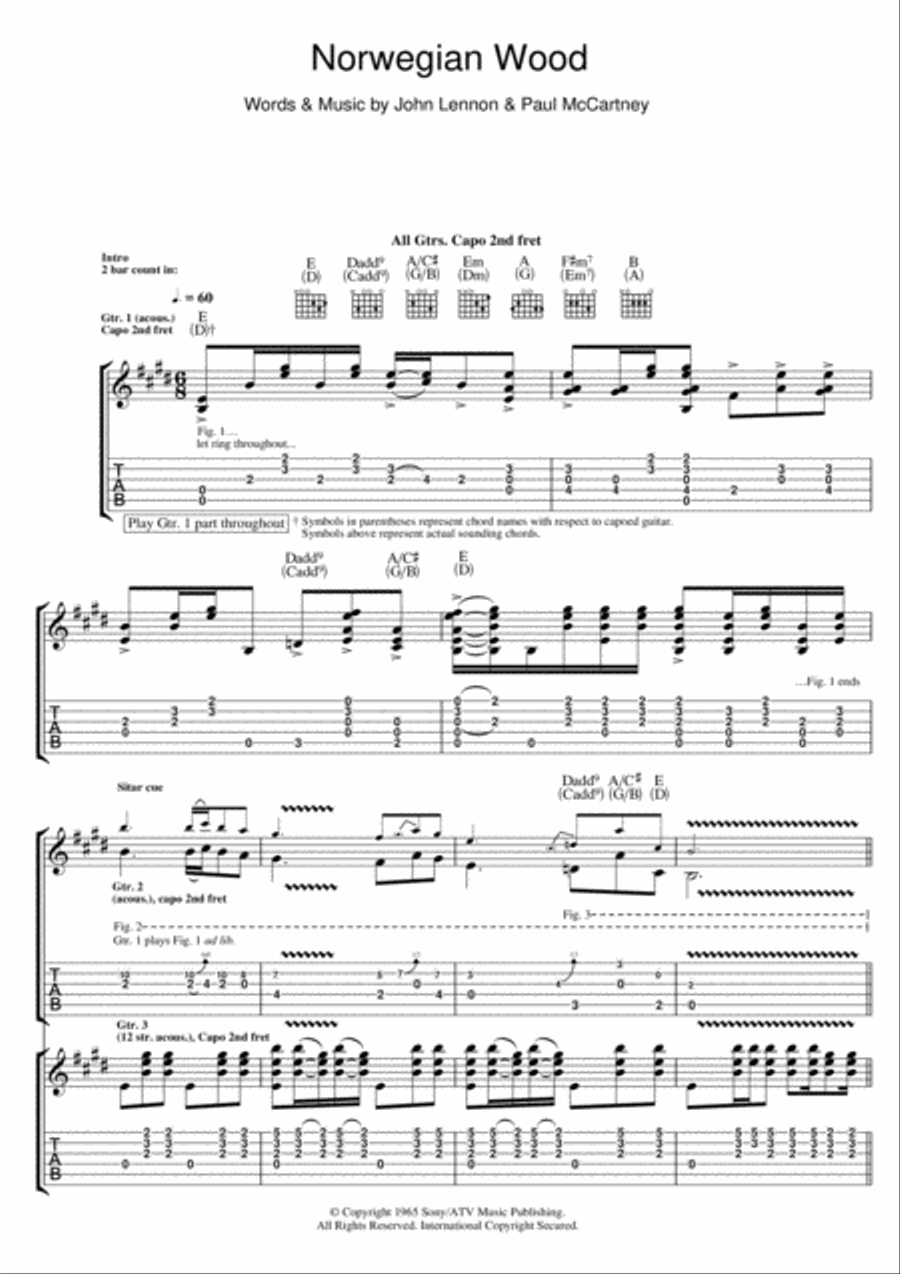Norwegian Wood (This Bird Has Flown) Electric Guitar scores gallery preview page 1