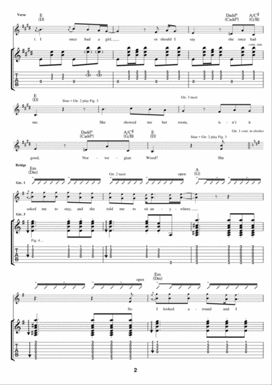Norwegian Wood (This Bird Has Flown) Electric Guitar scores gallery preview page 2