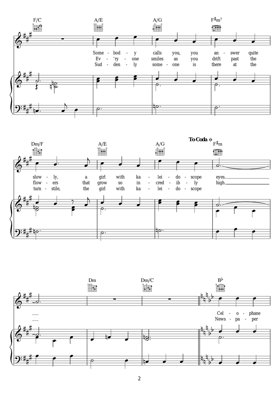 Lucy In The Sky With Diamonds Piano, Vocal scores gallery preview page 2
