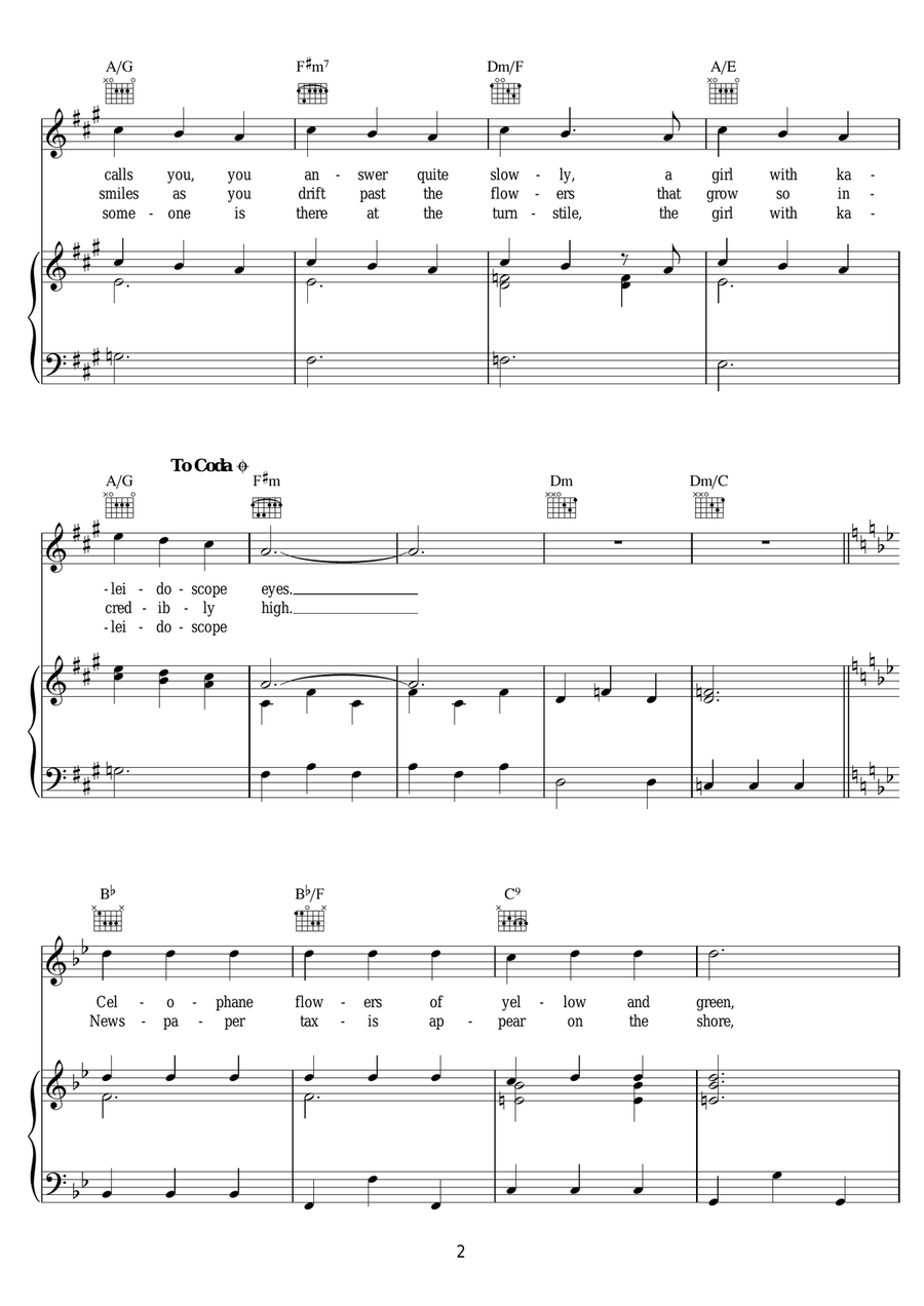 Lucy In The Sky With Diamonds Piano, Vocal scores gallery preview page 2
