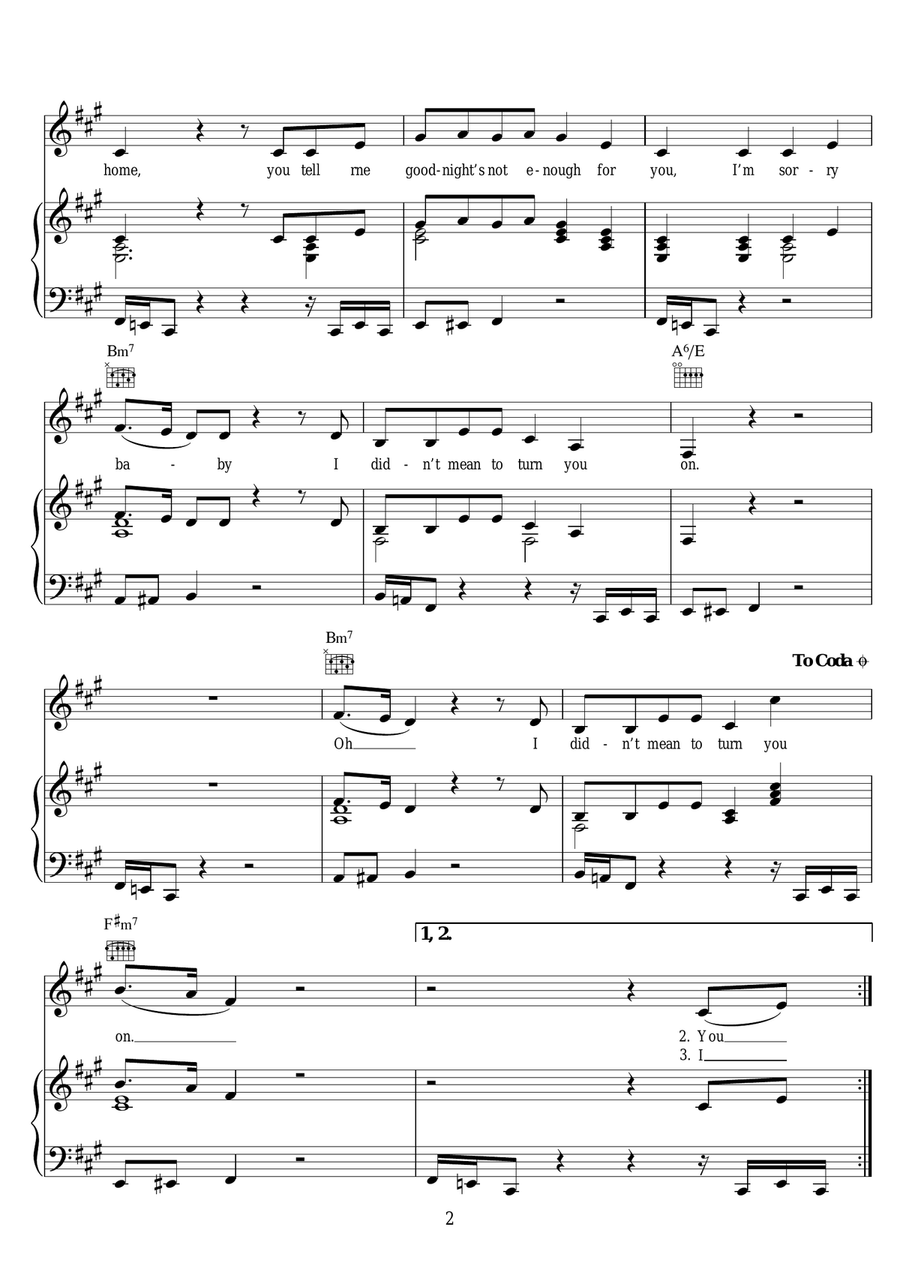 I Didn't Mean To Turn You On Piano, Vocal scores gallery preview page 2