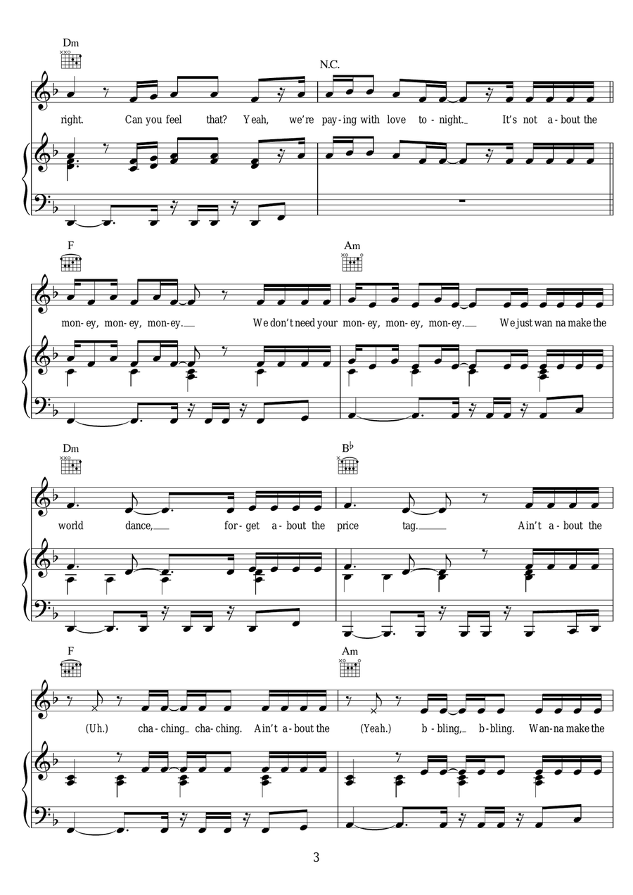 Price Tag (featuring B.o.B) Piano, Vocal scores gallery preview page 3