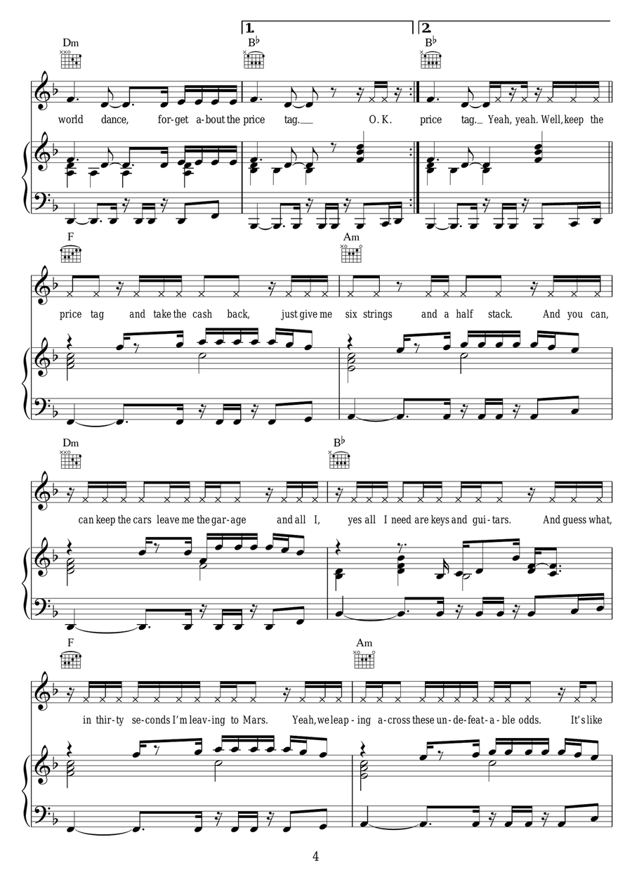 Price Tag (featuring B.o.B) Piano, Vocal scores gallery preview page 4