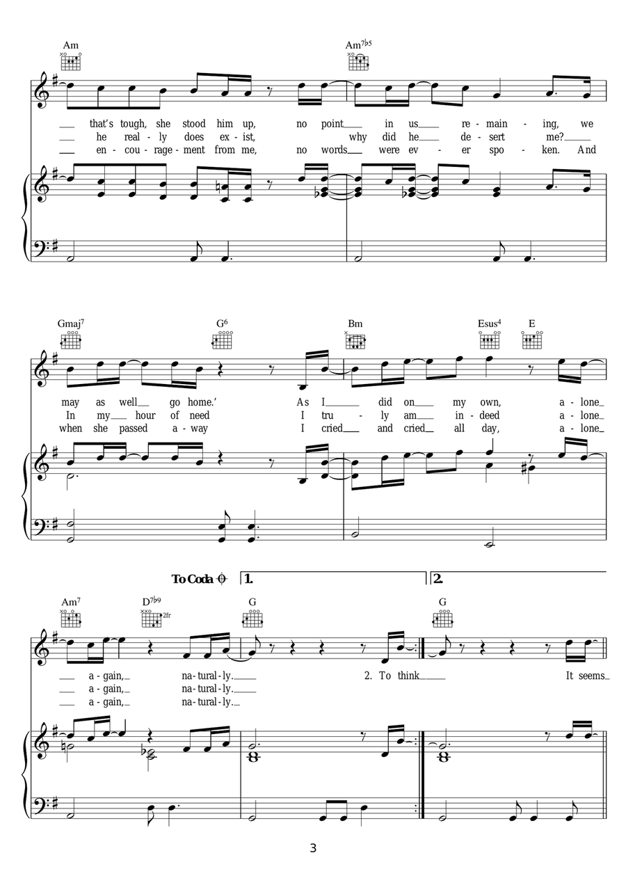 Alone Again (Naturally) Alone Again (Naturally) Piano, Vocal scores gallery preview page 3