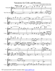 Variations for Cello and Recorder Duet